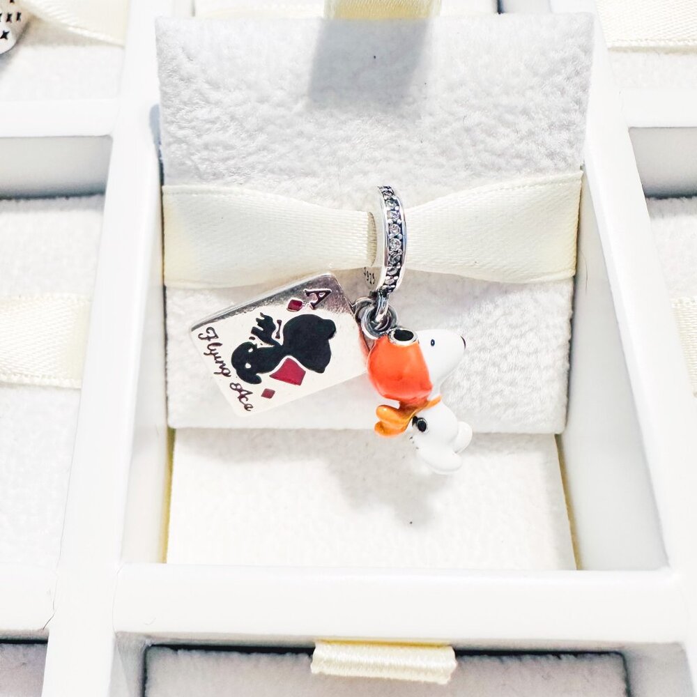 925 Sterling Silver Snoopy Aviator Dangle Charm Fits Pandora Charm Bracelets